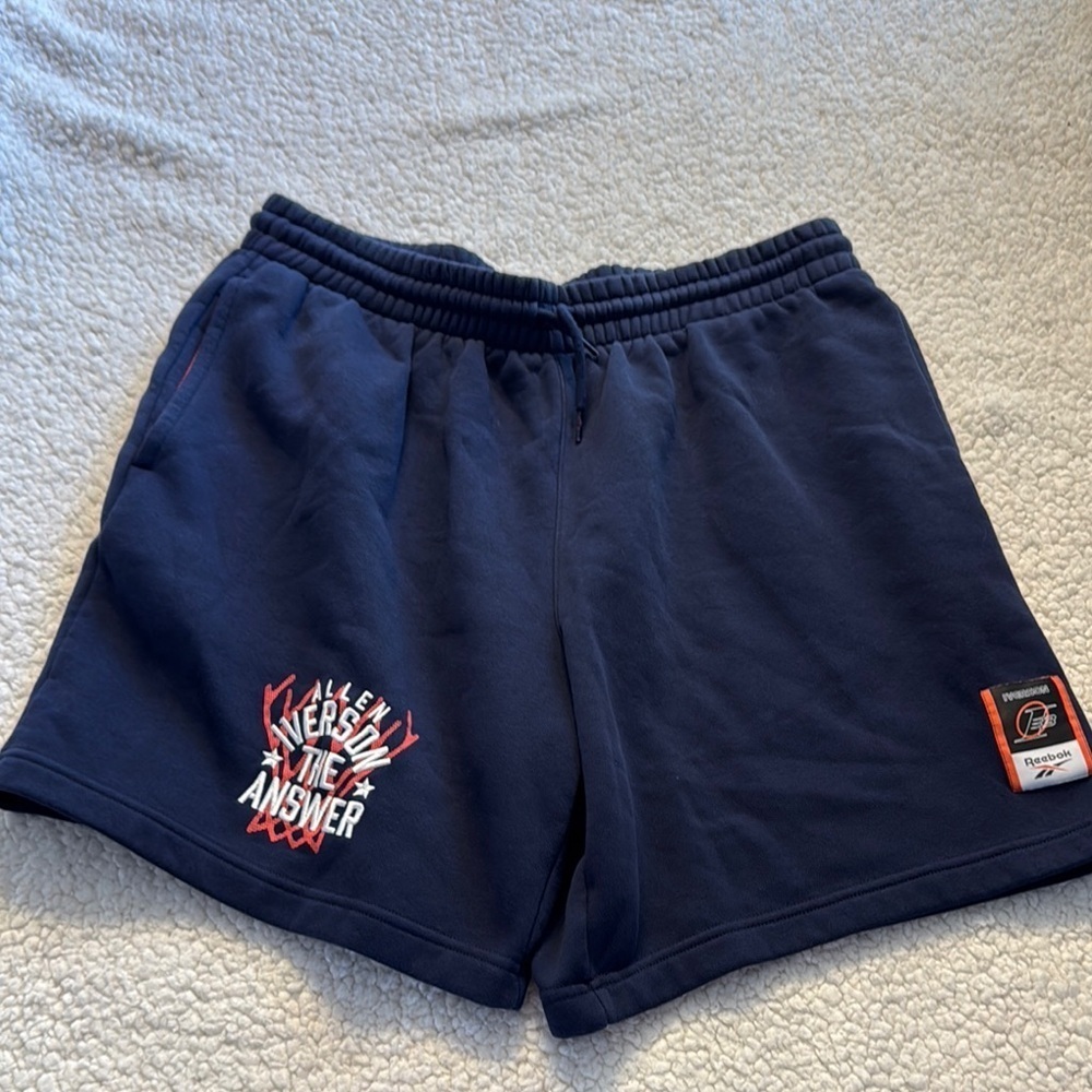 Reebok Vintage Navy Blue Allen Iverson The Answer Sweat Shorts